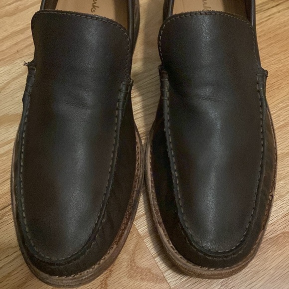 Clarks driving Moccasin Loafers Mems 9.5M Brown Leather business office casual - Picture 4 of 8